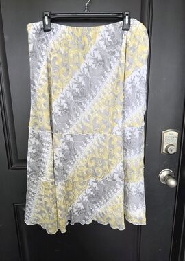 Alfred Dunner A-Line Tirered Midi Skirt Women Sz 18 Flare Colorful Coastal